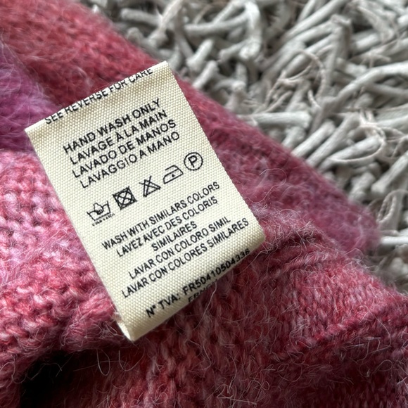 FRNCH Paris Noelia Puff-Sleeve Fuzzy Sweater Bordeaux Size Small - Picture 6 of 6